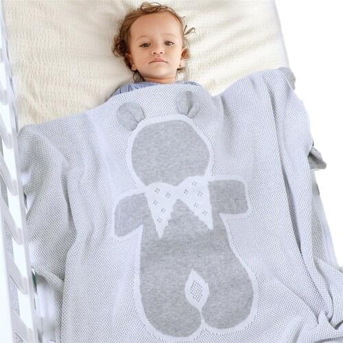 80x100cm Baby Blankets Stroller Wrap Knitted Cotton Blanket Super Soft Bear Toddler Bedding Infant Kids Stuff