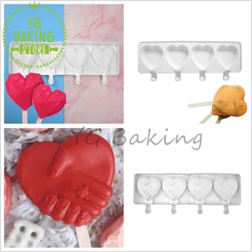 Dorica 3 Styles 4 Cavities Love Heart Ice Cream Chocolate Silicone Mold Fondant Cake Decoration Tool Kitchen Cake Tool Bakeware