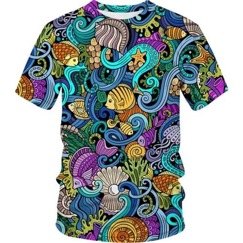 2021 New T-shirt casual short sleeve o-neck fashion printed 3D marine animal t shirt men/woman tees High quality brand tshirt