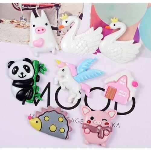 Kawaii Animal 8pc/set Embellishments For Scrapbooking Dog Panda Horse Resin Flatback Craft Embellishments Mix Style
