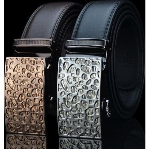 Leather Mens Belts Automatic Buckle Fashion Belts For Men Business Popular Male Brand Black Belts Luxury