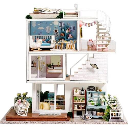 DIY Miniature Dollhouse Kit Dollhouse Model Kits Decor Ornaments DIY Wooden Handmade Dollhouse Kids Toys