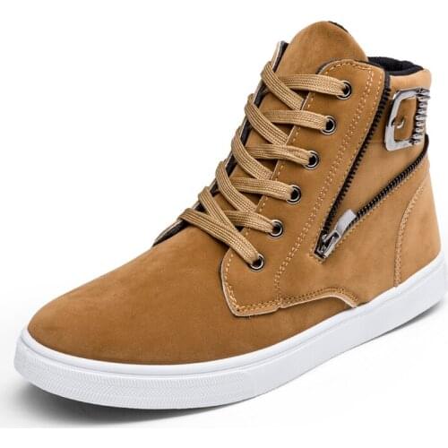 New Men Shoes 2020 Spring Spring Hot Sale Lace-up High Top Sneakers Flock Fashion Youth For Men Casual Shoes