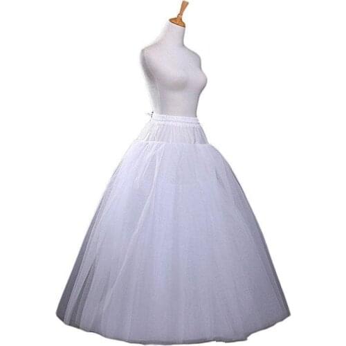 New Womens White A-line Hoopless Petticoat Crinoline Underskirt Slips Wedding Accessories Floor Length