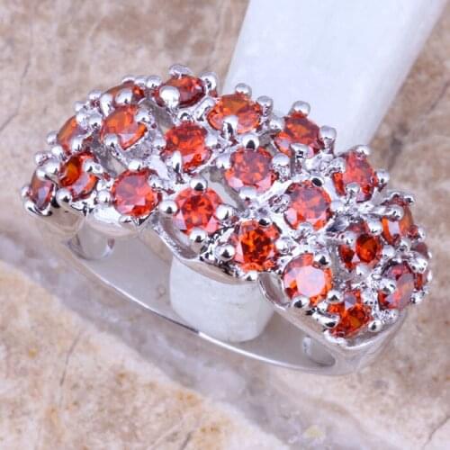 Terrific Red Garnet Silver Plated Womens Ring Size 6 / 7 / 8 / 9 R1112