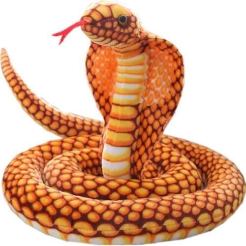 Real life plush toy snake animal toy simulation gold python cobra plush toy photo studio layout props zoo simulation toy 2.1m