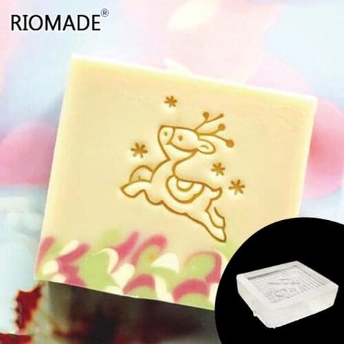 Christmas Reindeer Acrylic Soap Stamp Transparent Natural Stamps Handmade With Handle Seal Soap Making Form
