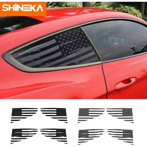 SHINEKA Car Rear Triangle Window Trim Cover Decoration Stickers Exterior Accessories For Ford Mustang 2015-2020 Car Styling