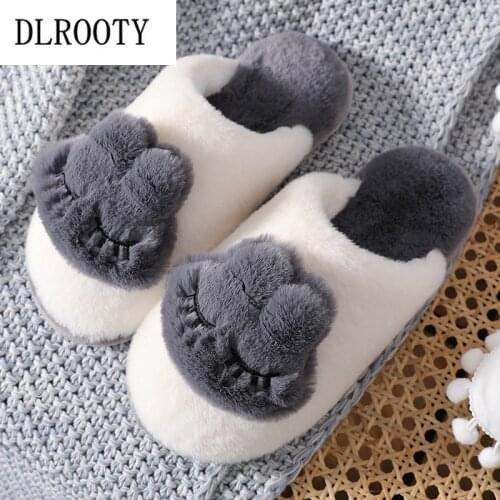 Winter Men Slippers Cartoon Cute Indoor Home Flip Flops Warm Fashion Platform Silent Non-slip Shoes Male Slides Flat Casual