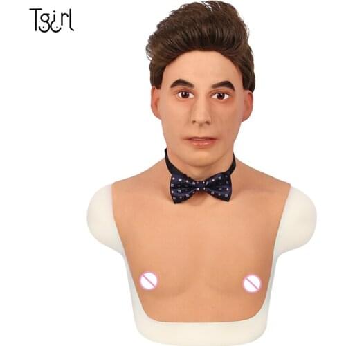 Tgirl Silicone Realistic Male Headgear Middle-Aged Drag Queen Headwear Crossdressers