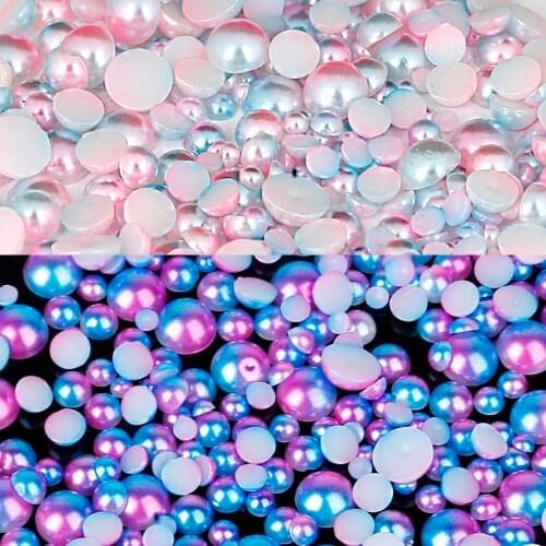 Light Pink Blue Color Flatback Half Round Pearl Beads DIY Decoration 3mm/4mm/5mm/6mm/8mm ABS Imitation Resin Scrapbook Beads