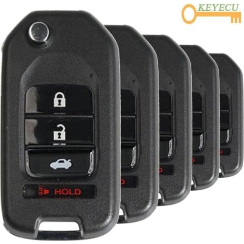 KEYECU 5PCS XHORSE English Version XKHO01EN for Honda Style Wire Universal Remote Key - 3+1 4 Buttons - for VVDI Key Tool, VVDI2