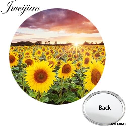 Youhaken The Sunshine with Sunflowers Mini One Side Flat Pocket Mirror Beautiful Compact Portable Makeup Vanity Hand Mirrors