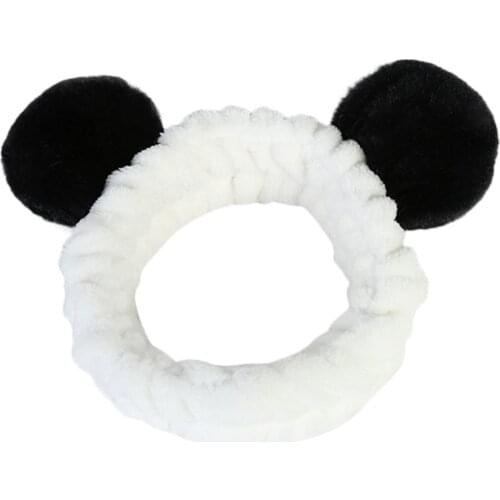 Women Ladies Fluffy Elastic Hairband Band Panda Ear Cute Head Ladies Elastic Hairband Band Ear Cute Head Lovely Hair Blends