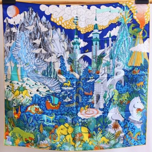 Universe Disposition Print Silk Womens Scarf New Fashion Square Scarves Shawls Neck Wear Scarfs Accessory Beach 90x90cm FJ159