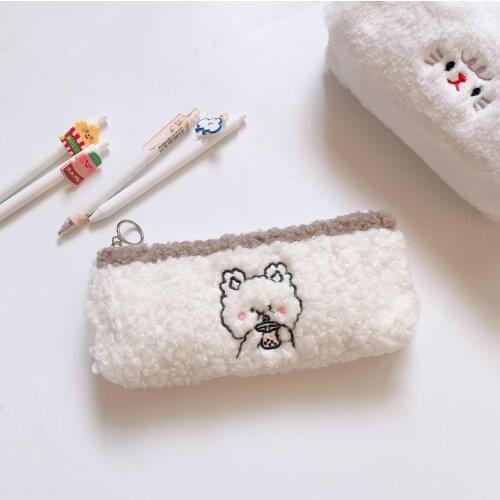 1PC Korea Stationery Kawaii Plush Pencil Case Quality School School Pencilcases Cute Pencil Box Pencilcase Pencil Bag