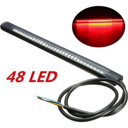 1pc Caferacer Motorcycle Turn Signals Lights 48LED Strip Rear Tail Brake Stop Lamp Universal Motorbike Directionals Accessories
