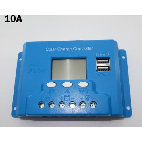 10A Solar Charge Controller Regulators LCD Display 12V 24V Auto Work 5V USB Voltage Adjustable
