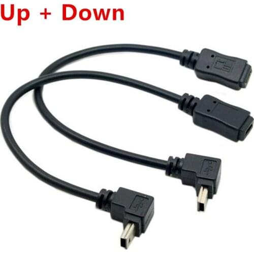 2pcs 90 Degree Up & Down Direction Angled Mini USB 5 Pin Male to Mini USB Female Extension Cable 0.2m/20cm Mini usb M/F Cable