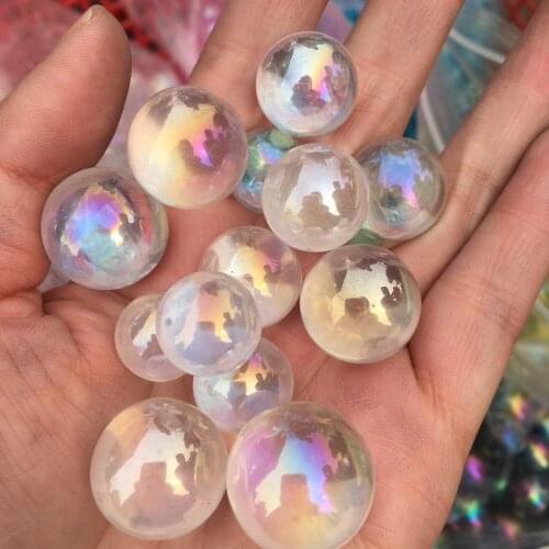 200g Natural Rainbow Crystal Ball Quartz Sphere Aura Angel Chakra Electroplated Orb Minerals Healing Massage