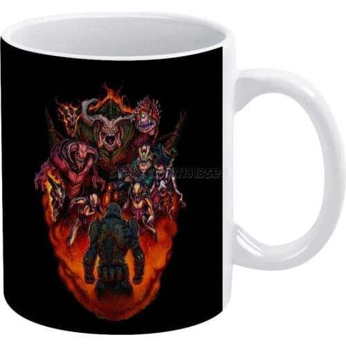 Fight Like Hell 2 T-Shirt White Mug Coffee Mug 330ml Ceramic Home Milk Tea Cups and Mugs Travel Gift for Friends Doom Eternal Vi