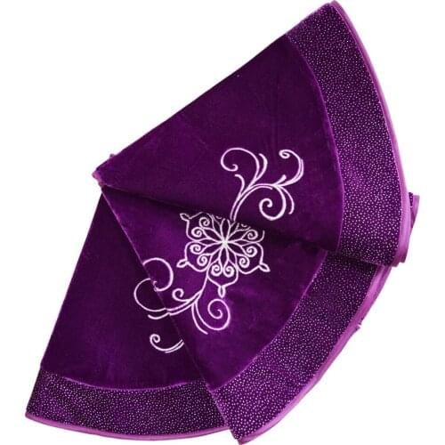 Free Shipping 90cm Purple Velvet Embroidered with blingbling printed glitter Border Luxurious Fashionable Tree Skirt