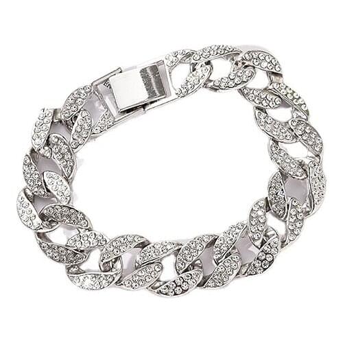 2021New Cuban Thick Link Chain Bracelet Punk Luxury Crystal Bracelets for Women Men Jewelry Gold Color Rhinestone Bangles Bling