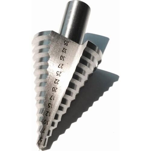 1PC HSS4341 Round shank 13steps 5-35mm HSS straight step Drill Bit Set core drill bit cone Step Drill Bit Set hole cutter