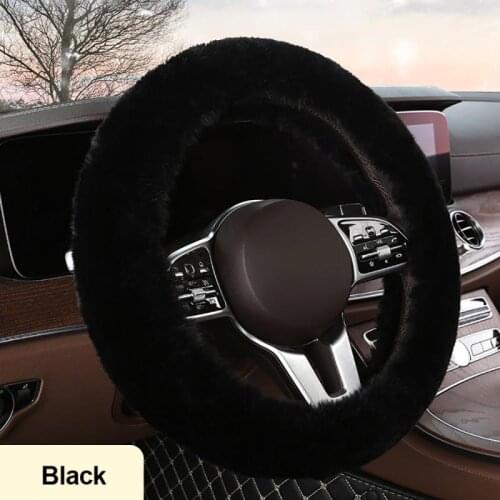 Car Steering Wheel Cover Winter Universal Hand Brake Gear Position Gear Natural Plush Cover Car Interior Accessories