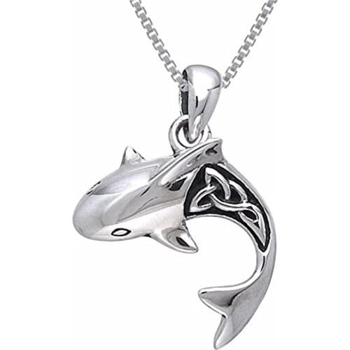 Double Nose Drop Shipping Antique Silver Plated Religious Knot Jesus Fish Pendants Bail Necklace For Gift