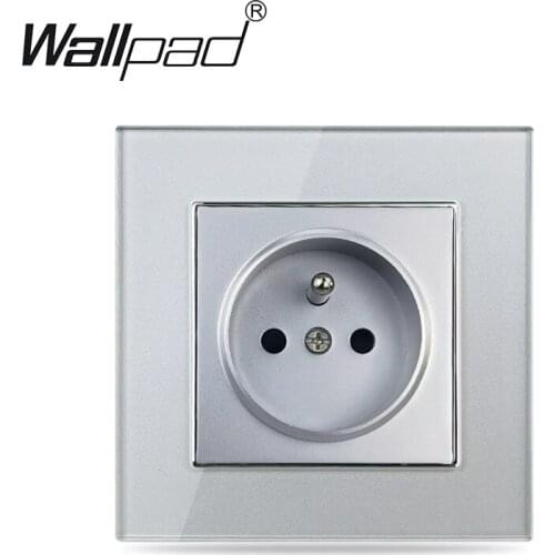 EU Glass Silver French Socket Round Back Wallpad Crystal Glass 220V AC 16A Poland Belgium Poland Wall Outlet with Claws