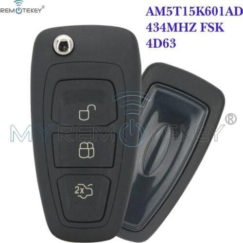 Remtekey 2036872 AM5T15K601AD flip car key 3 button 434mhz FSK with 4D63 80bit chip for Ford Mondeo Focus C-Max S-Max 2011- 2014