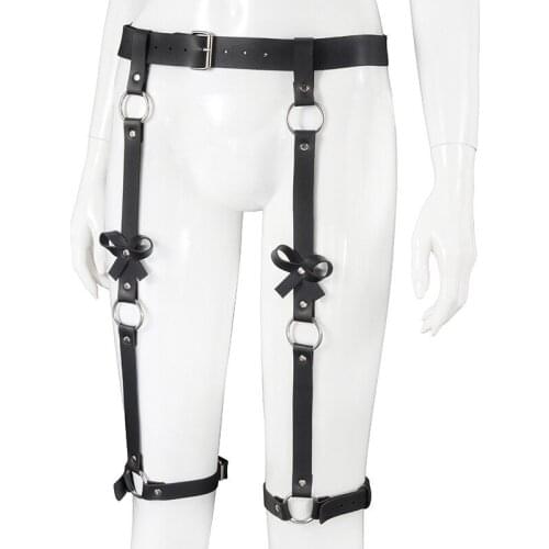 Leather Harness SM Leg Straps Stockings Suspenders Adult Game Sex Slave Training Binding Bondage Fun Flirting Aldult Sm Torture