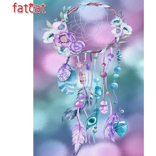 FATCAT Full Square Round Drill Colorful feathers 5D DIY Diamond Painting Flowers Embroidery mosaic Cross Stitch Kit decor AE701