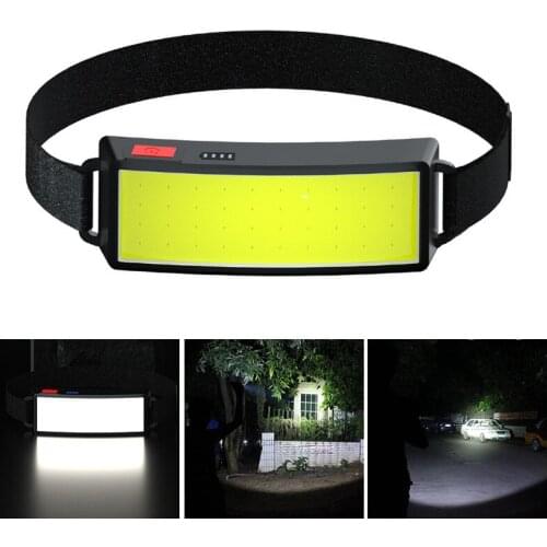 Head Lamp Torch Wide Angle COB LED Headlight 1PC Camping Portable Powerful Headlamp Outdoor Lighting Running Headlight