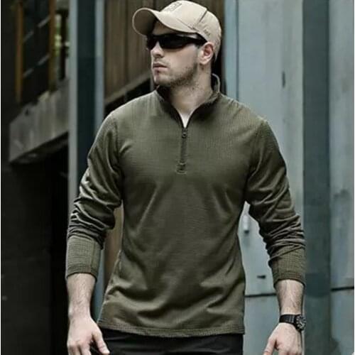 New TACTICAL Autumn Outdoor male long sleeve warm Fleece Sweater Shirt Mens Elastic Breathable Thermal Quick drying Pullovers