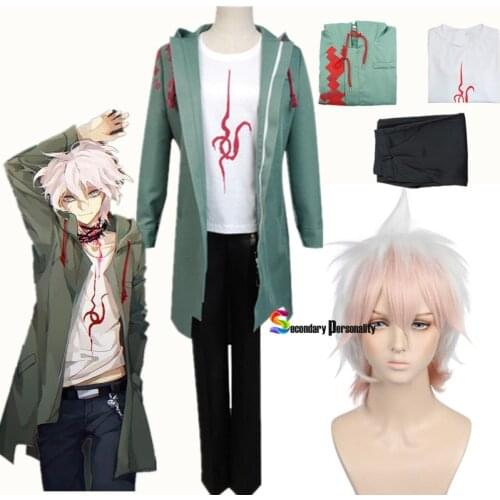New Anime Danganronpa 2 Nagito Komaeda-Anime Cosplay Costume Jacket T-shirt Set Mens and Womens Halloween Costume