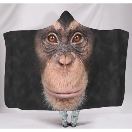 Orangutan Face Printed Hooded Blanket Super Soft Careful Workmanship Wearable Blanket for Adult Kids Bedding Sofa Throw Blankets