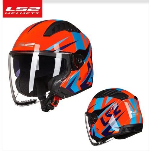 Original LS2 OF600 COPTER Retro Vintage 3/4 Open Face Motorcycle Helmet with Double Lens Scooter Man Women Capacete Casco Moto