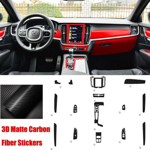 Full Set Interior Carbon Fiber Center Console Durable Wrap Protector Vinyl Decoration Sticker For Volvo S90 2017-2020