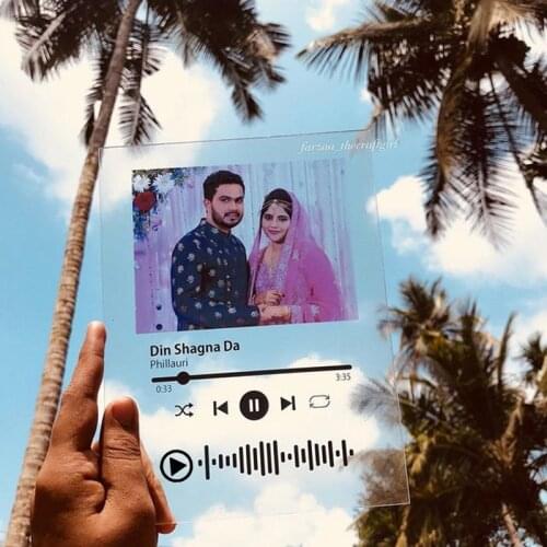 Custom Music Scan Code Music Photo Album Acrylic Board Personalized Music Plaque Anniversary Photos Customized Song Gift