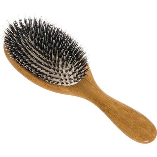 DREWTI Hair Brush Wild Boar Bristle Bamboo Head Massage Styling Tool Hair Straightener Massage Comb