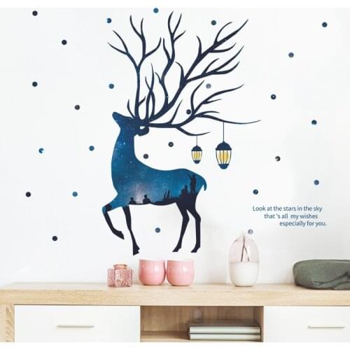 Nordic Deer Wall Stickers Animals Decals Home Decor Living Room Art Mural Sofa Backdrop Decor Bedroom Wallpaper Room Decoration