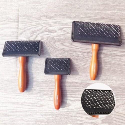Wood Handle Dogs Hair Remover Brush Pet Cat Grooming Brush Puppy Big Dog Combs Pet Flea Comb Dog Shedding Comb Cat Supplies