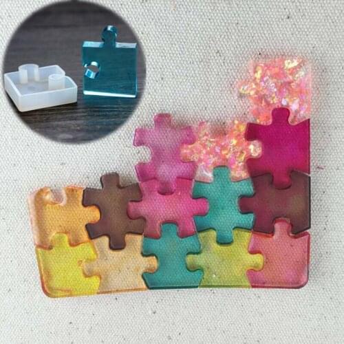 Pendant Mold Silicone Puzzle 4Pcs/set DIY UV Resin Keyring Mould Jewelry