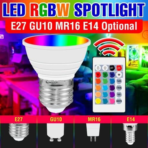 E27 RGB Light 220V LED Bulb Color Spotlight GU10 Lamp E14 Bombilla 15W Smart Light MR16 Ampul 110V Dimmable Bulb For Home Party