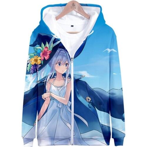 Anime Wandering Witch The Journey of Elaina Hoodies 3D Printing Jackets Tops Sweatshirt Long Sleeve Hooded Coats Women Men
