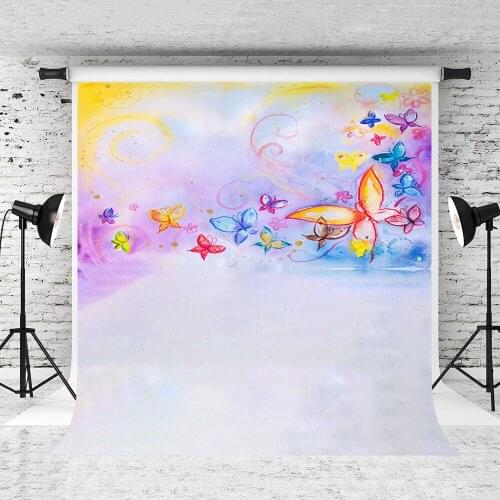 VinyBDS 5X7FT Children Theme Cartoon Photography Backdrop Colorful Butterfly For Children Newborn fundo Background Fantasy