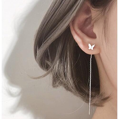 Fashion Long Tassel Butterfly Drop Earrings Gold Silver Color 2021 Korean Hanging Women Earrings Party Jewelry Gift Earrings