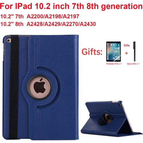 360 Rotating PU Leather Flip Cover For iPad 10.2 2020 2019 8th 7th Stand Case Smart Funda A2270/A2428/A2428/A2429/A2200/A2198